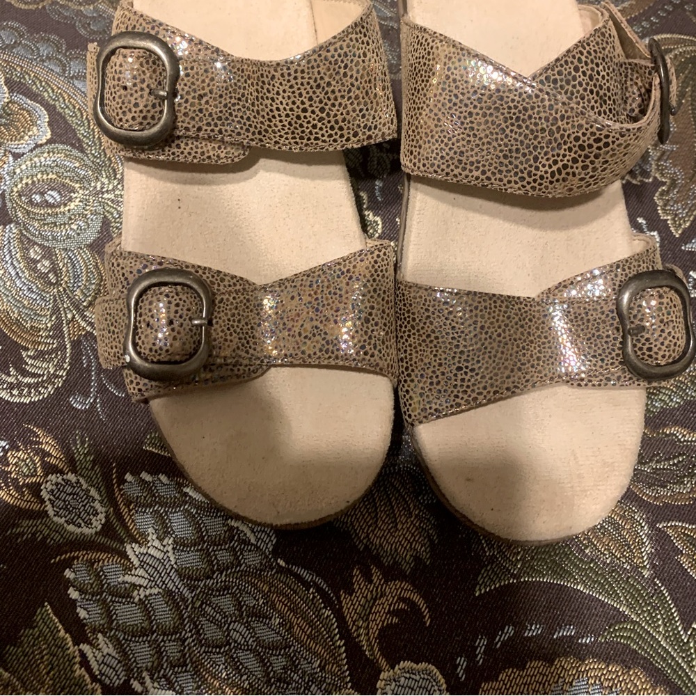 Dansko Sophie Slide Sandal Double 2 Strap sz 39 8.5- 9 Iridescent multicolor.